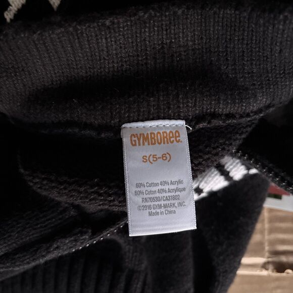 Gymboree Boys S 5/6 Black Holiday Snowflake Zipper Collar Knit Pullover SweaterD - Picture 5 of 6